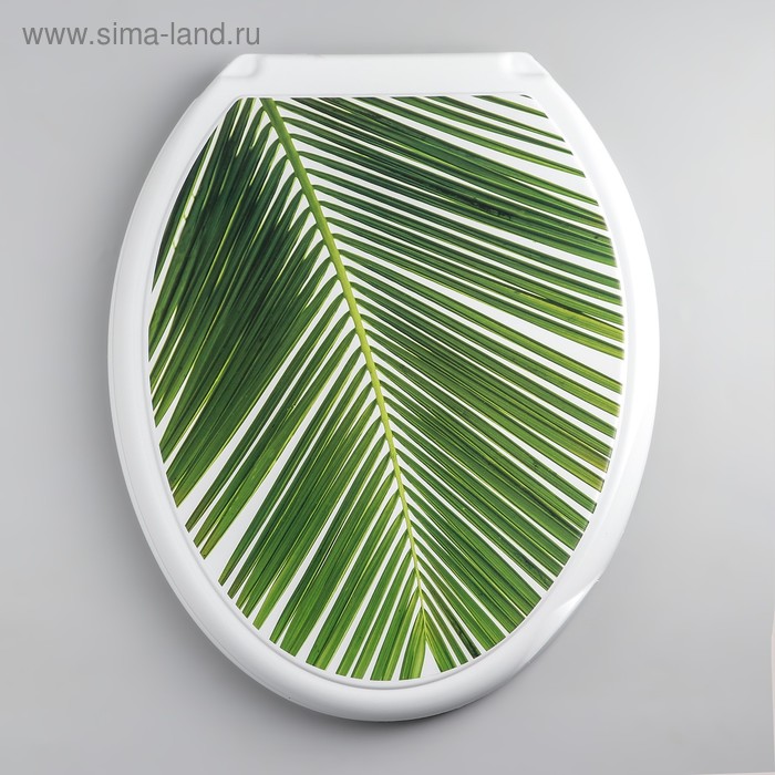 фото Сиденье для унитаза с крышкой «декор. пальма», цвет белый росспласт