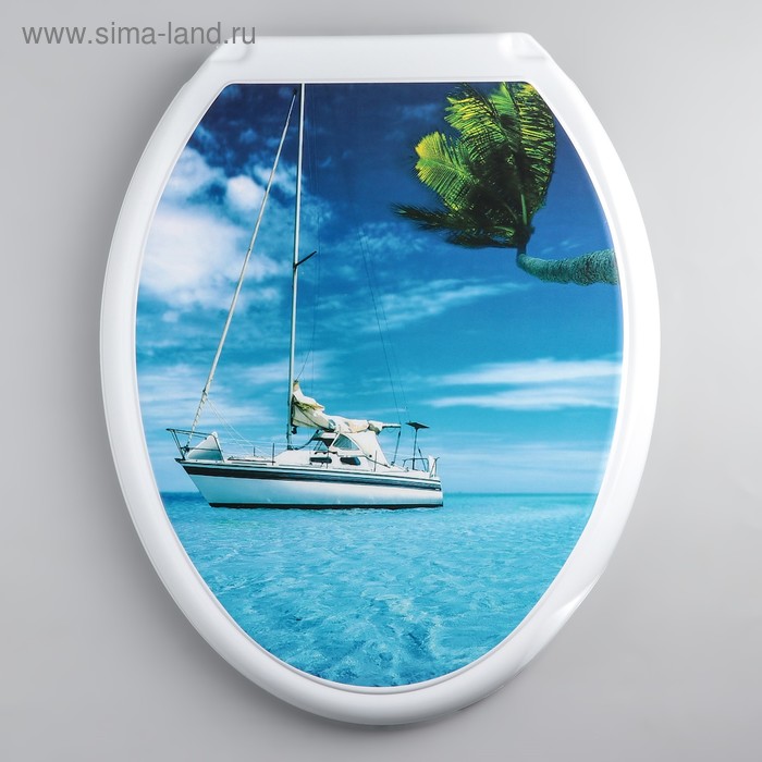 фото Сиденье для унитаза с крышкой «декор. яхта», цвет белый росспласт