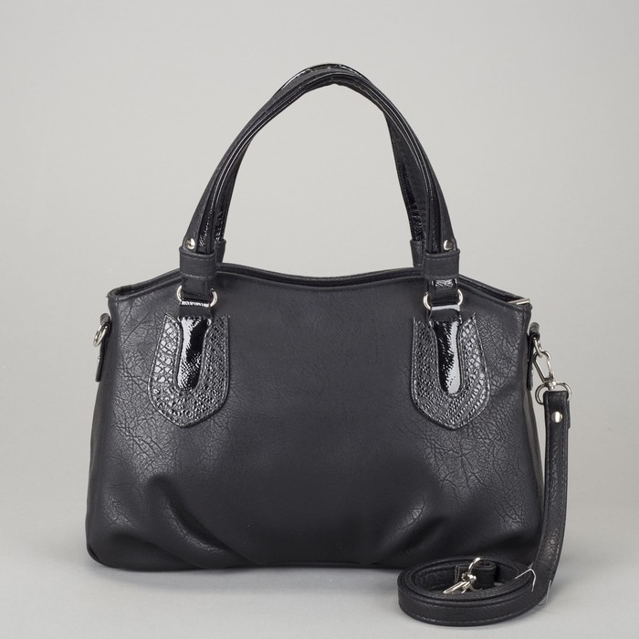 Сумка женская на молнии, 1 отдел, 1 наружный карман, длинный ремень, чёрная