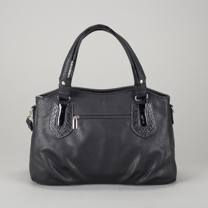 Сумка женская на молнии, 1 отдел, 1 наружный карман, длинный ремень, чёрная