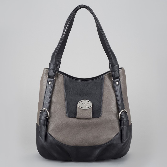 Сумка женская на молнии, 1 отдел, 1 наружный карман, чёрный/коричневый