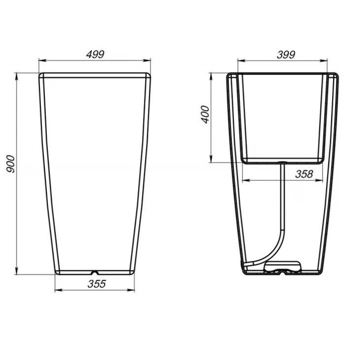 Кашпо Flox, 50 × 50 × 90 см, объём 57 л, цвет белый