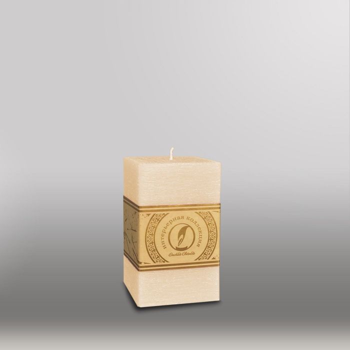Свеча квадратная призма "Рельеф", 75x75x125мм, кремовый