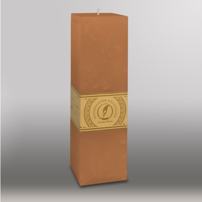 Свеча квадратная призма "Мрамор", 75х75х250мм, коричневый