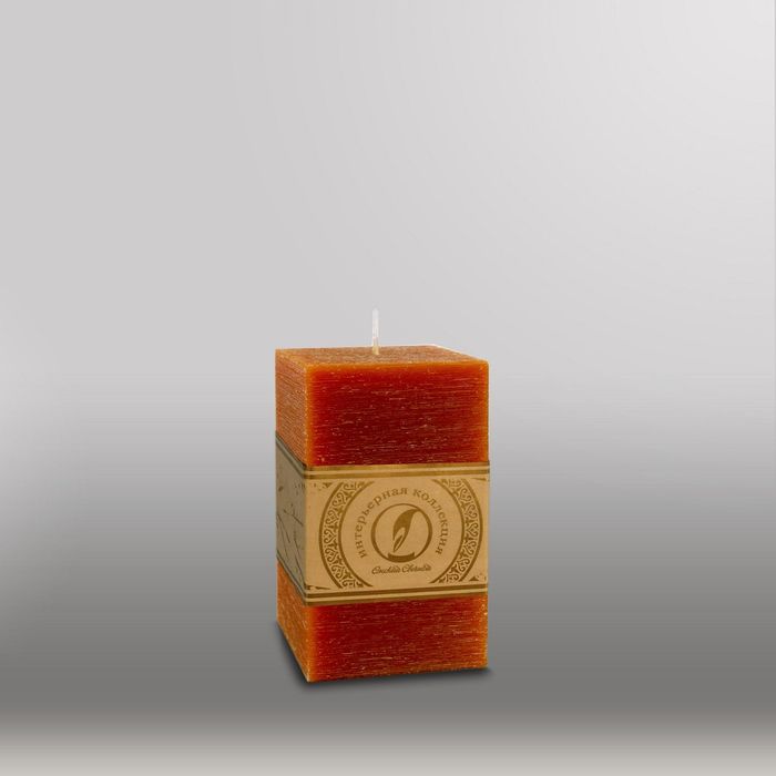 Свеча квадратная призма "Рельеф", 75x75x125мм, коричневый