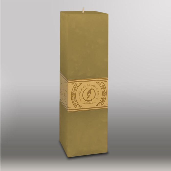 Свеча квадратная призма "Мрамор", 75х75х250мм, оливковый