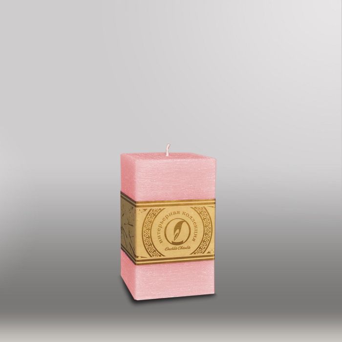 Свеча квадратная призма "Рельеф", 75x75x125мм, розовый