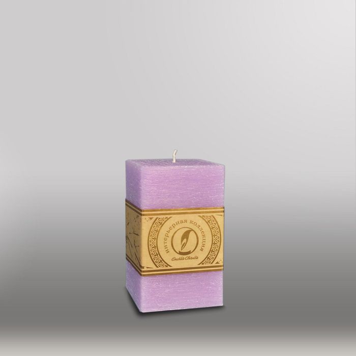 Свеча квадратная призма "Рельеф", 75x75x125мм, сиреневый