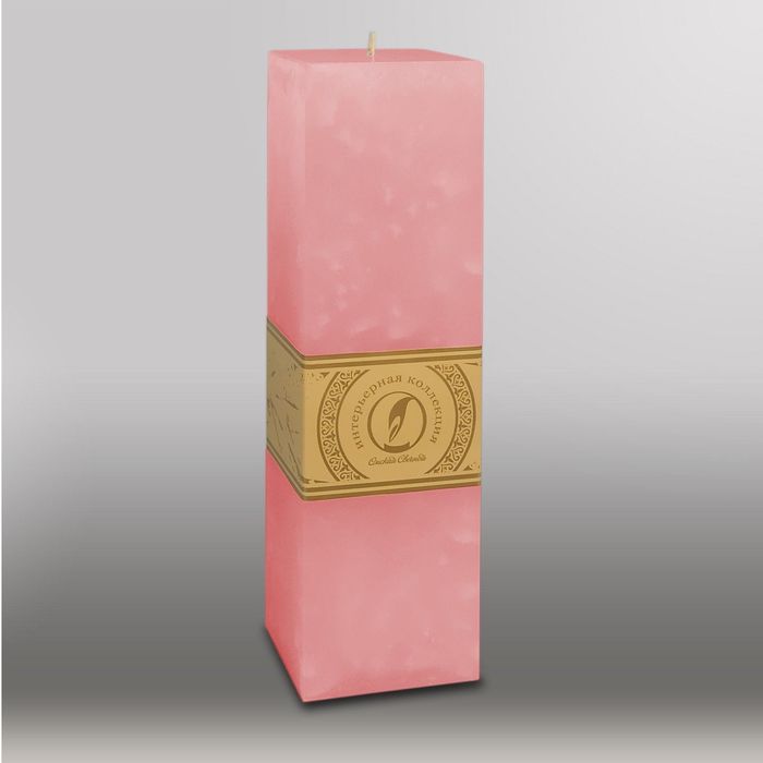 Свеча квадратная призма "Мрамор", 75х75х250мм, розовый