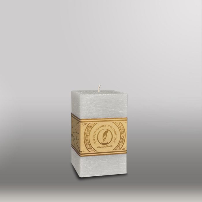 Свеча квадратная призма "Рельеф", 75x75x125мм, дымчато-голубой