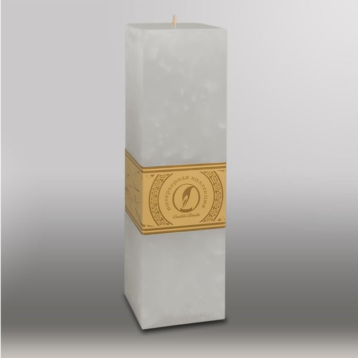 Свеча квадратная призма "Мрамор", 75х75х250мм, дымчато-голубой