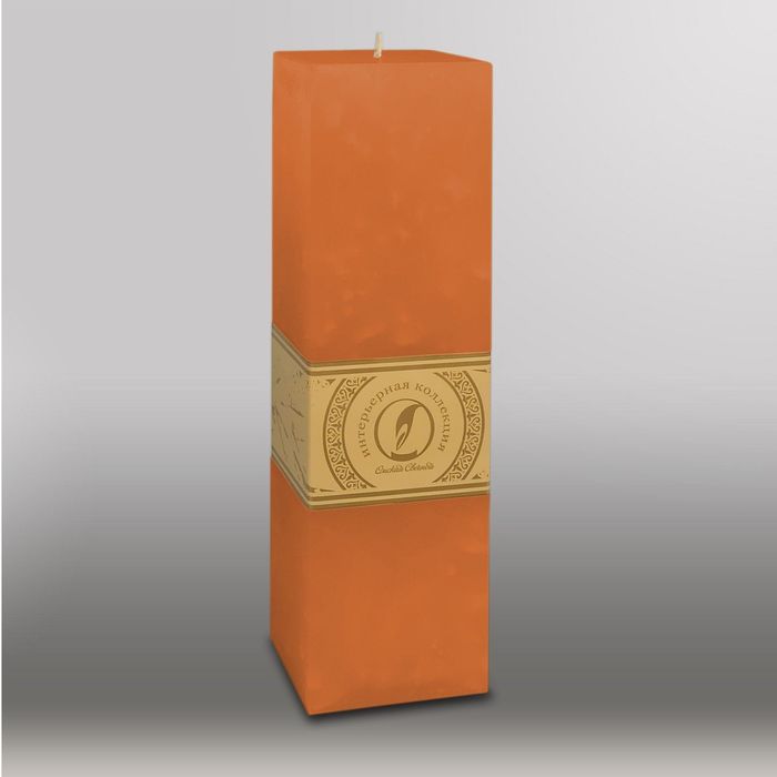 Свеча квадратная призма "Мрамор", 75х75х250мм, облепиховый