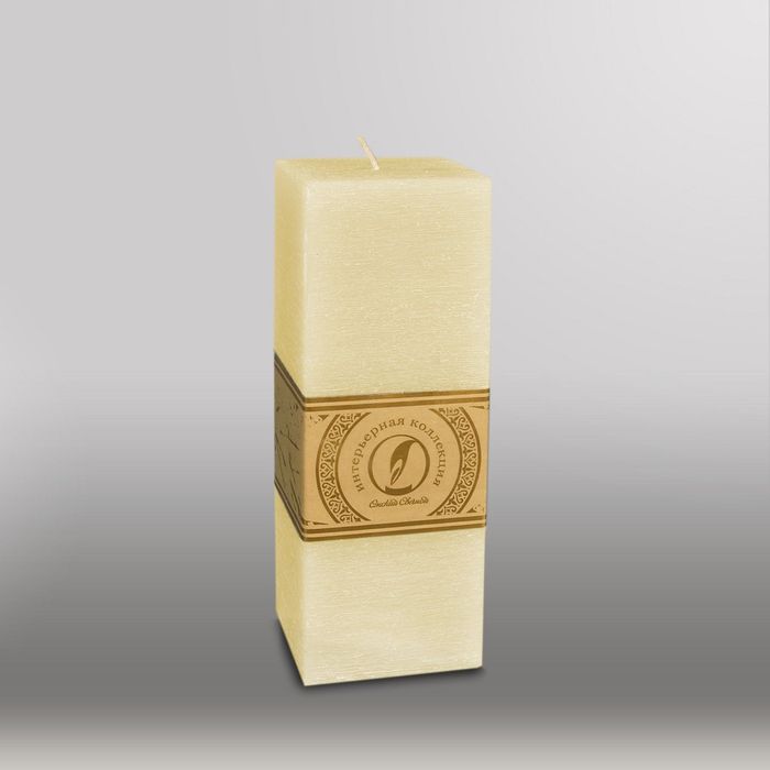 Свеча квадратная призма "Рельеф", 75x75x205мм, кремовый