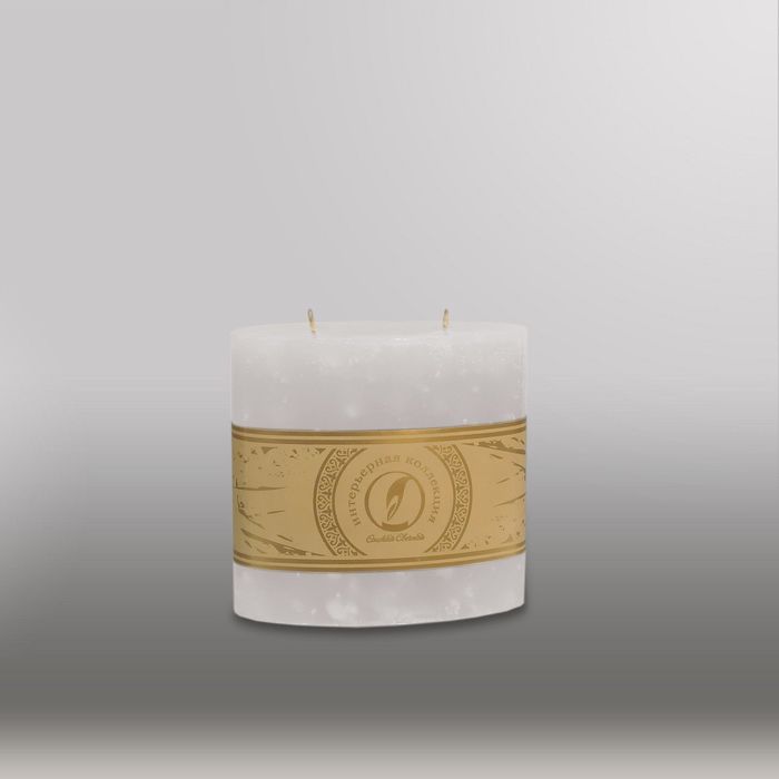 Свеча овальная призма "Мрамор", 125х63х125мм, 2 фитиля белый