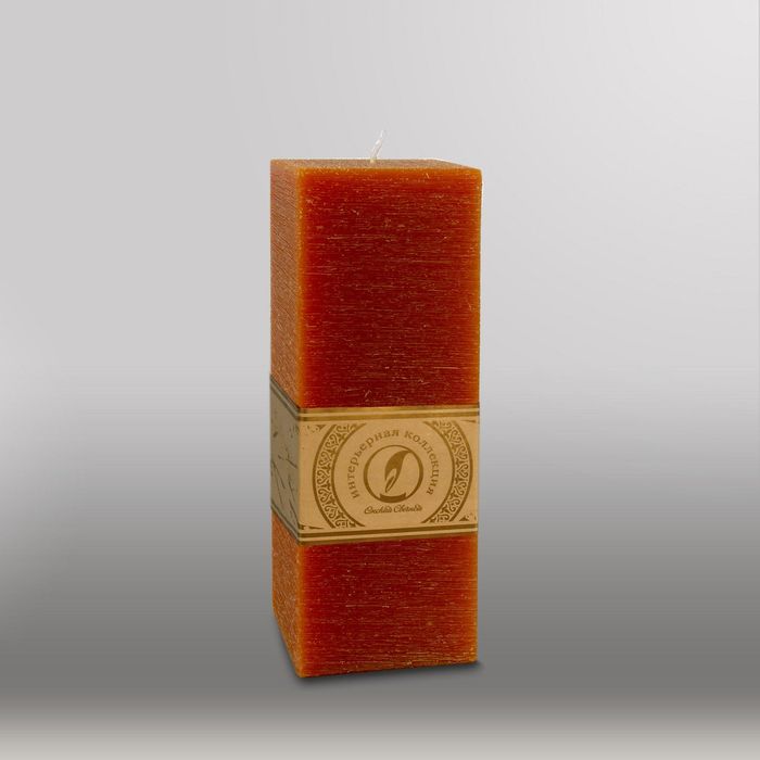 Свеча квадратная призма "Рельеф", 75x75x205мм, коричневый