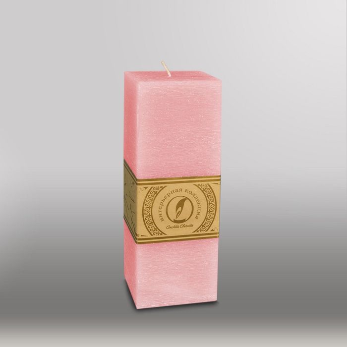 Свеча квадратная призма "Рельеф", 75x75x205мм, розовый