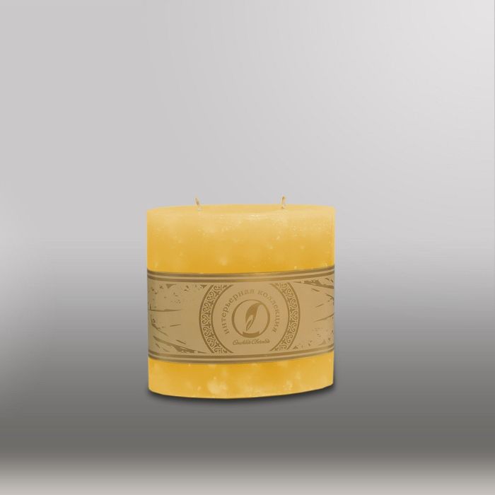 Свеча овальная призма "Мрамор", 125х63х125мм, 2 фитиля желтый