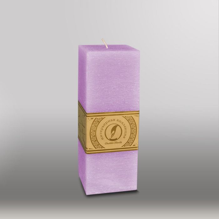 Свеча квадратная призма "Рельеф", 75x75x205мм, сиреневый