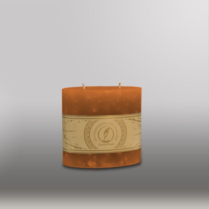 Свеча овальная призма "Мрамор", 125х63х125мм, 2 фитиля коричневый