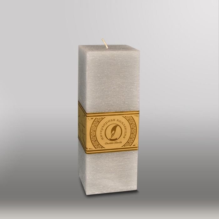 Свеча квадратная призма "Рельеф", 75x75x205мм, дымчато-голубой