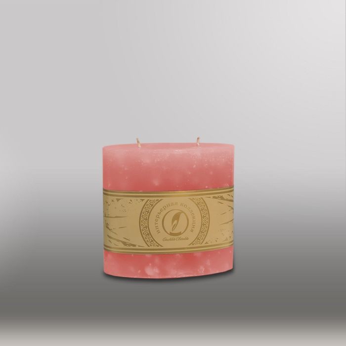 Свеча овальная призма "Мрамор", 125х63х125мм, 2 фитиля розовый