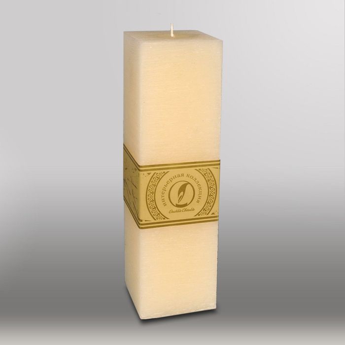 Свеча квадратная призма "Рельеф", 75x75x250мм, кремовый