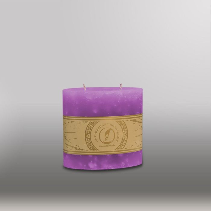 Свеча овальная призма "Мрамор", 125х63х125мм, 2 фитиля сиреневый