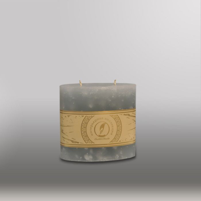 Свеча овальная призма "Мрамор", 125х63х125мм, 2 фитиля дымчато-голубой