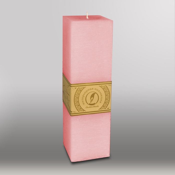 Свеча квадратная призма "Рельеф", 75x75x250мм, розовый