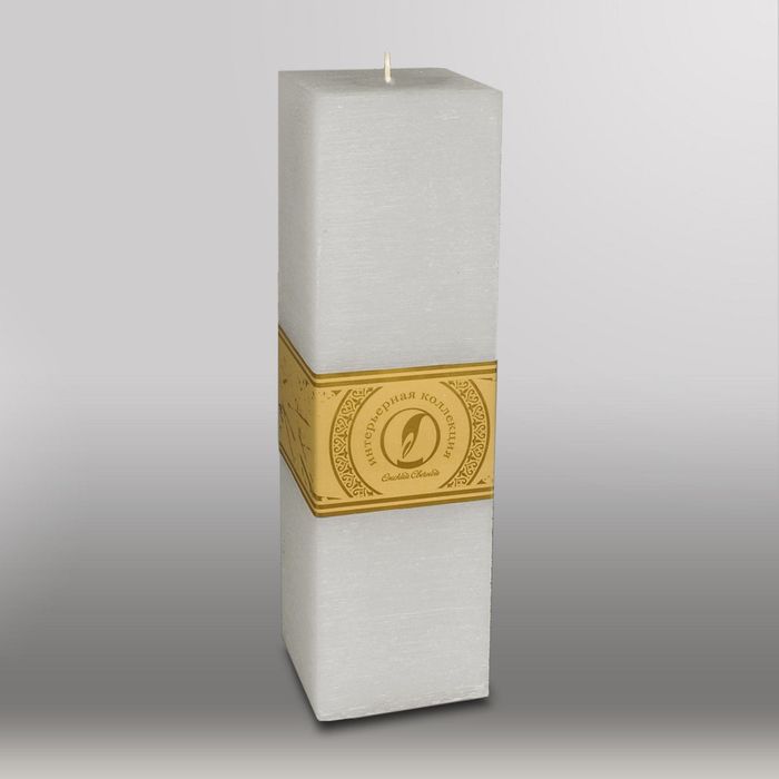 Свеча квадратная призма "Рельеф", 75x75x250мм, дымчато-голубой