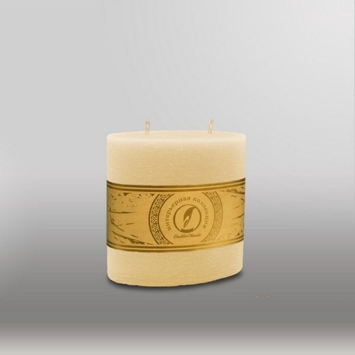 Свеча овальная призма "Рельеф", 125x63x125мм, 2 фитиля кремовый