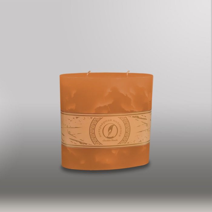 Свеча овальная призма "Мрамор", 150х75х750мм, 2 фитиля коричневый