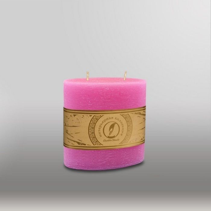 Свеча овальная призма "Рельеф", 125x63x125мм, 2 фитиля розовый