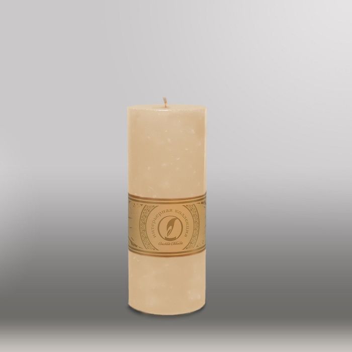 Свеча цилиндр "Мрамор", 80x200мм,  кремовый