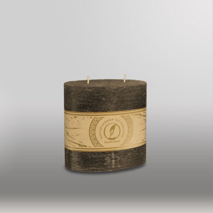 Свеча овальная призма "Рельеф", 125x63x125мм, 2 фитиля черный