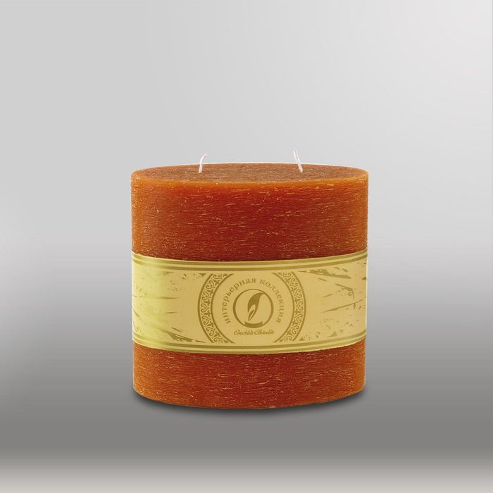 Свеча овальная призма "Рельеф", 150х75х150мм,  2 фитиля коричневый