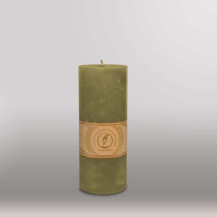 Свеча цилиндр "Мрамор", 80x200мм,  оливковый