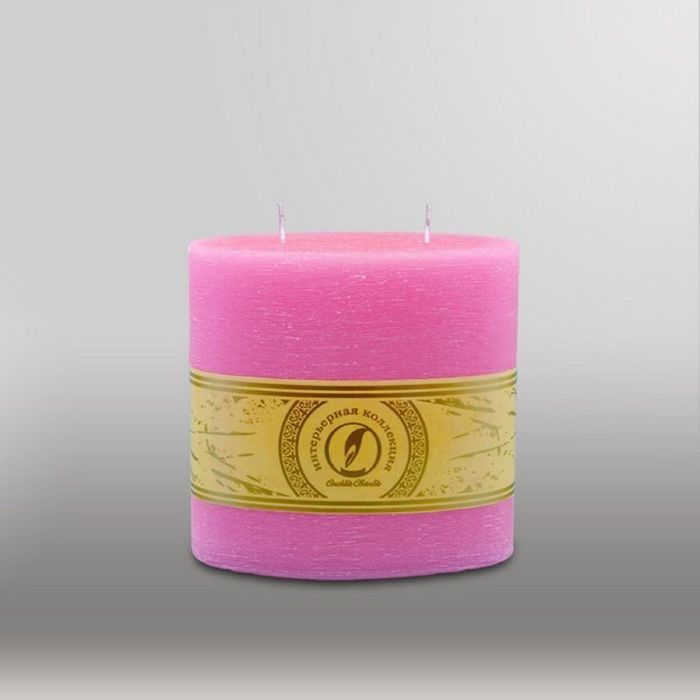 Свеча овальная призма "Рельеф", 150х75х150мм,  2 фитиля розовый