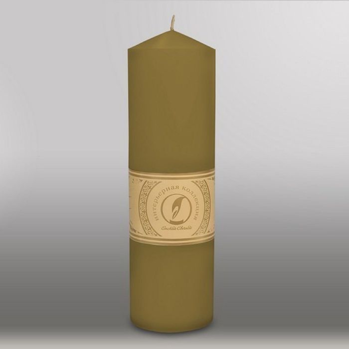Свеча цилиндр с конусом "Классика", 70x250мм,  оливковый
