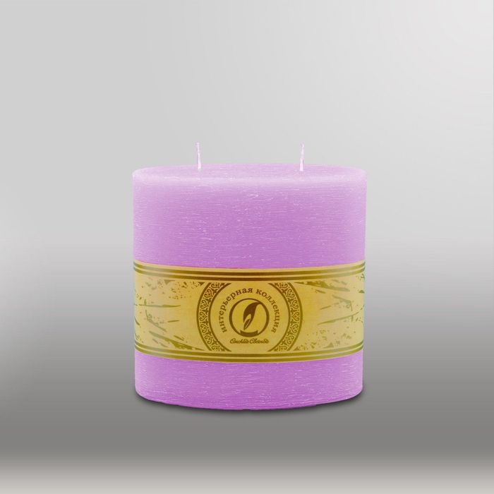 Свеча овальная призма "Рельеф", 150х75х150мм, 2 фитиля сиреневый
