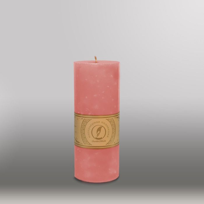 Свеча цилиндр "Мрамор", 80x200мм, розовый