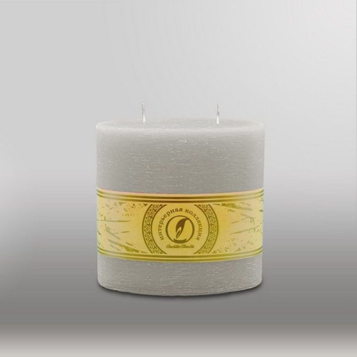 Свеча овальная призма "Рельеф", 150х75х150мм, 2 фитиля дымчато-голубой