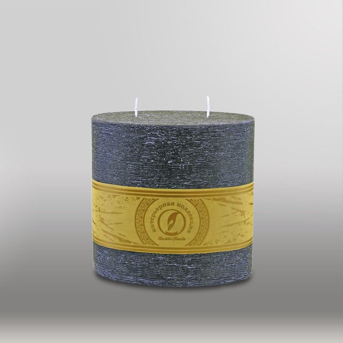 Свеча овальная призма "Рельеф", 150х75х150мм,  2 фитиля черный