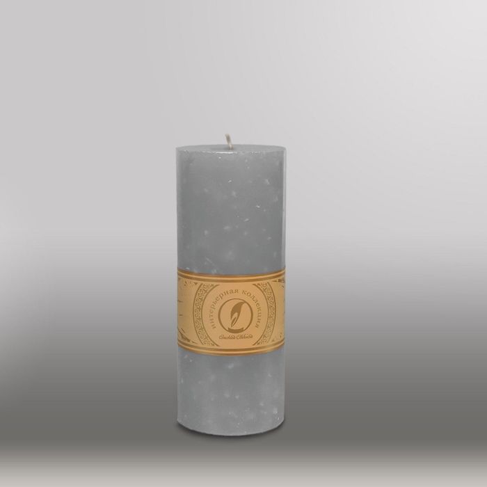 Свеча цилиндр "Мрамор", 80x200мм,  дымчато-голубой