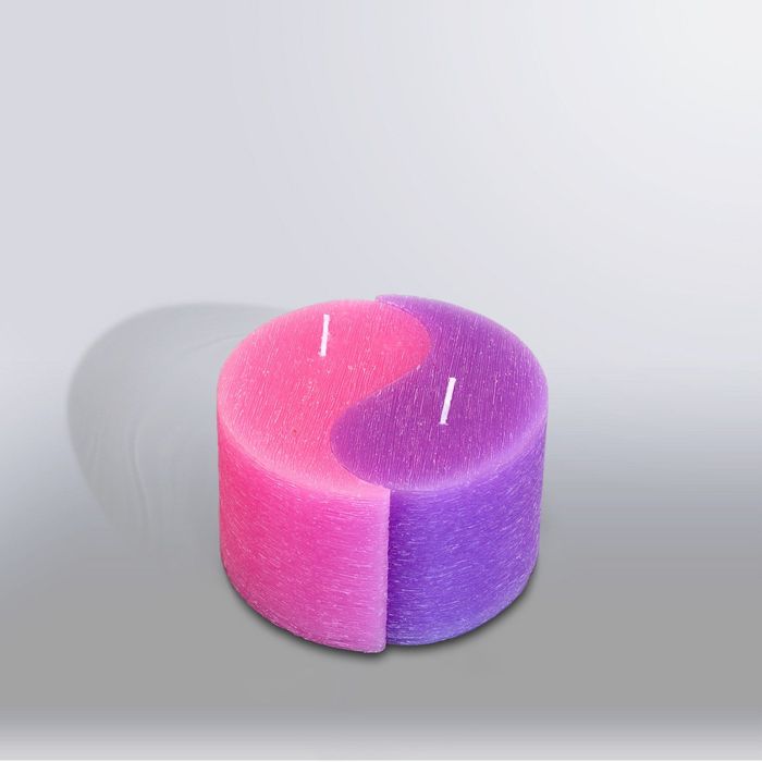 Свеча двудольная призма Инь-Янь "Рельеф", 125x75мм,  розовый/сирень