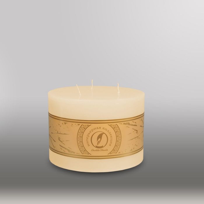 Свеча цилиндр "Классика", 150x105мм,  3 фитиля кремовый