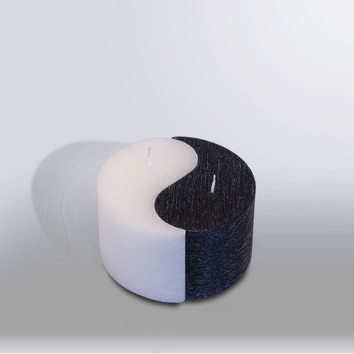 Свеча двудольная призма Инь-Янь "Рельеф", 125x75мм,  черный/белый