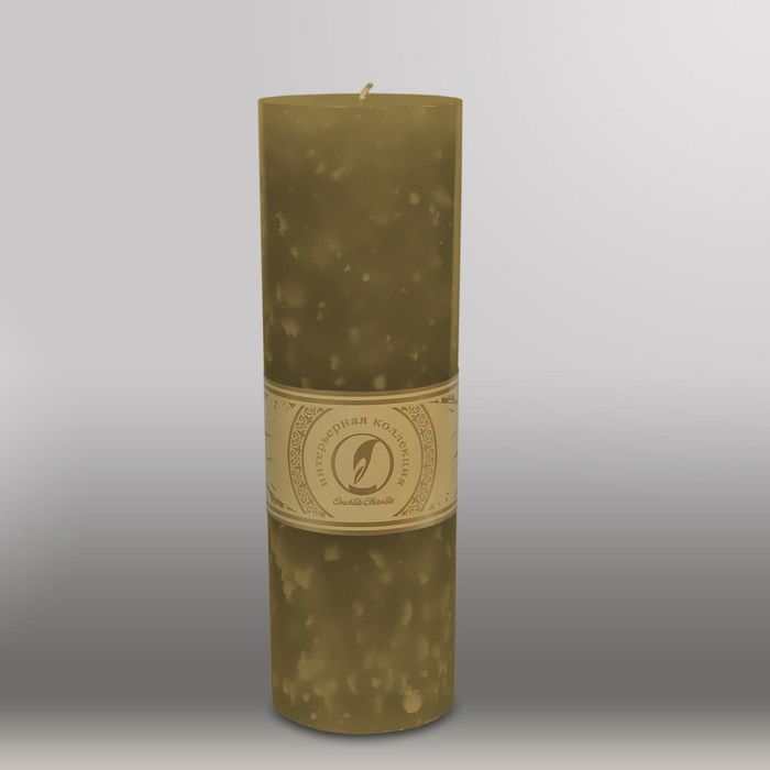 Свеча цилиндр "Мрамор", 80x255мм,  оливковый