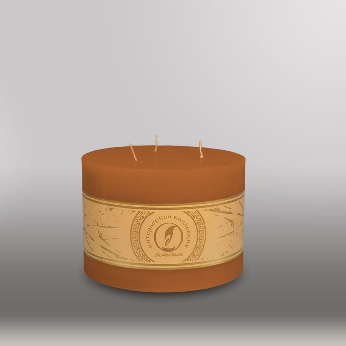 Свеча цилиндр "Классика", 150x105мм,  3 фитиля коричневый