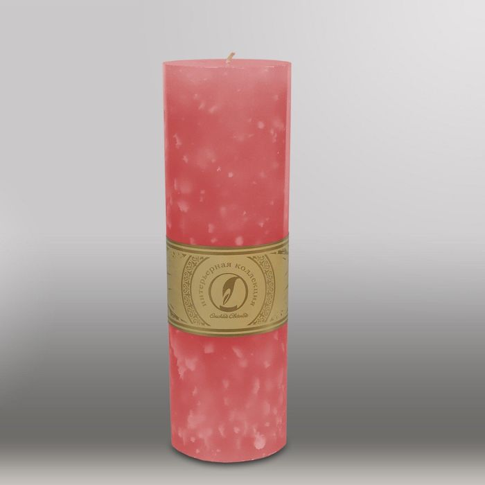 Свеча цилиндр "Мрамор", 80x255мм,  розовый